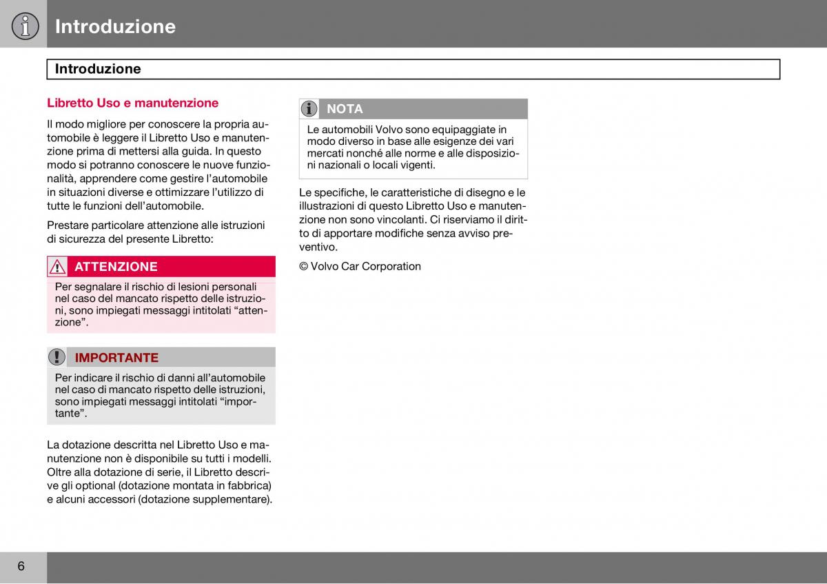 Volvo S60 I 1 manuale del proprietario / page 7