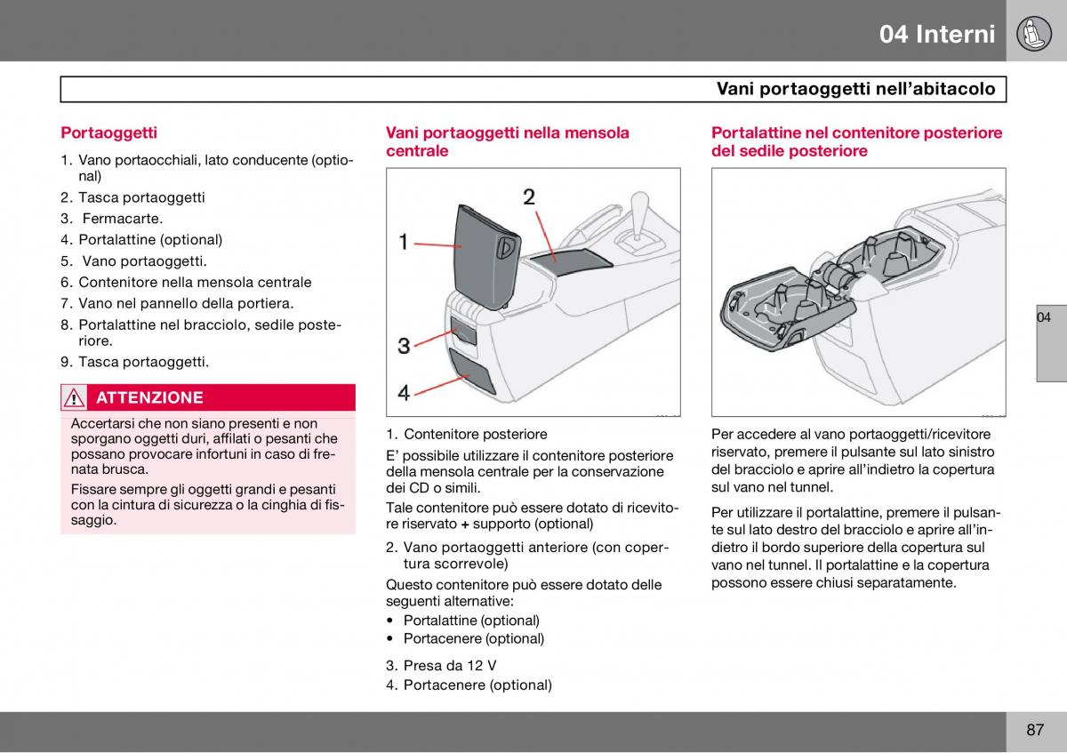 Volvo S60 I 1 manuale del proprietario / page 88