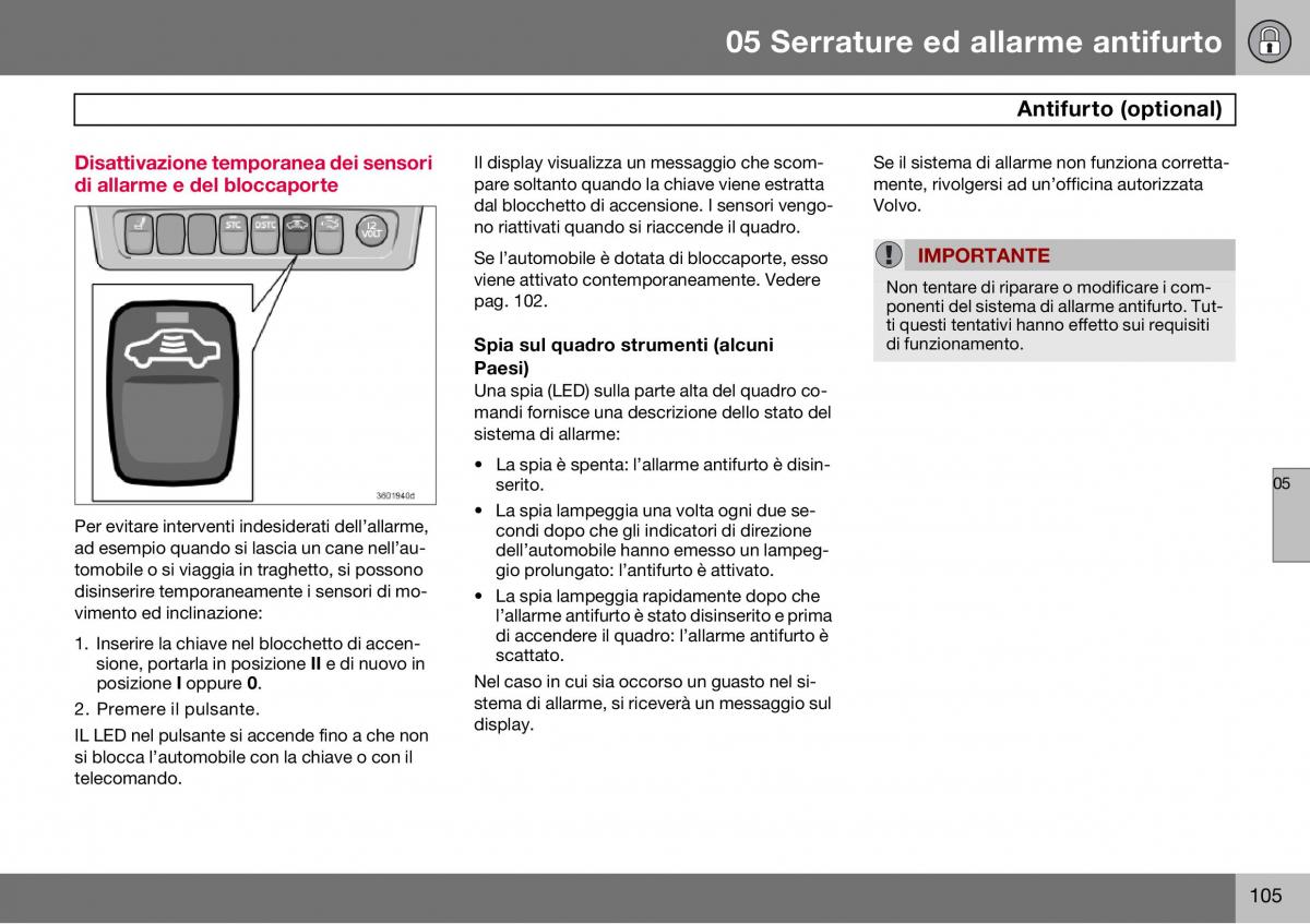 Volvo S60 I 1 manuale del proprietario / page 106