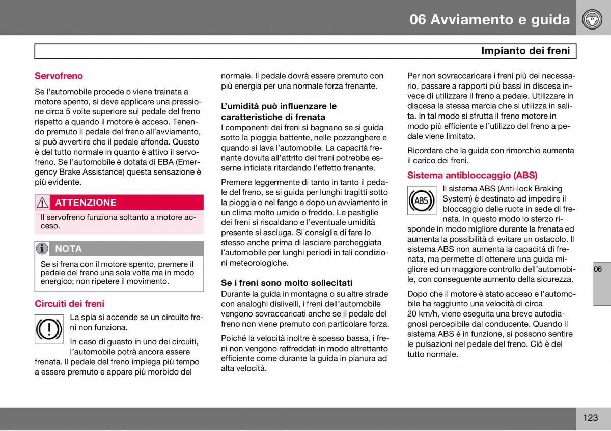 Volvo S60 I 1 manuale del proprietario / page 124