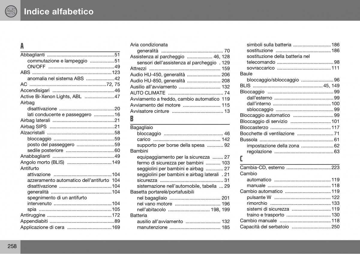 Volvo S60 I 1 manuale del proprietario / page 259