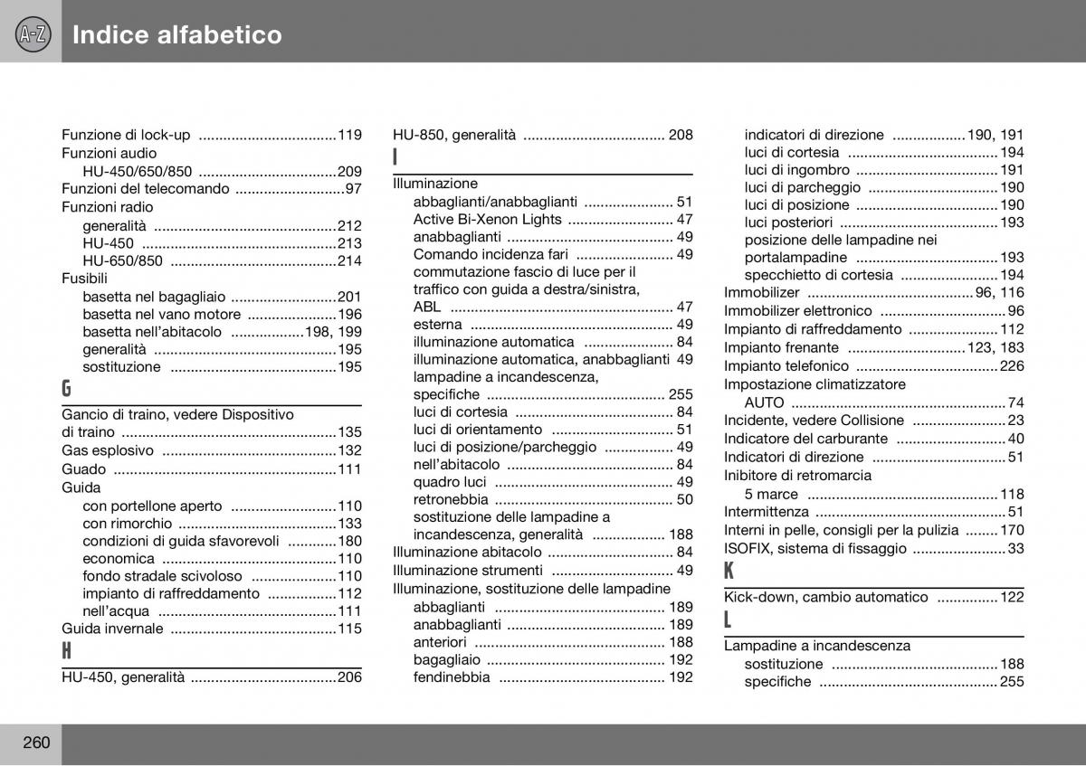 Volvo S60 I 1 manuale del proprietario / page 261