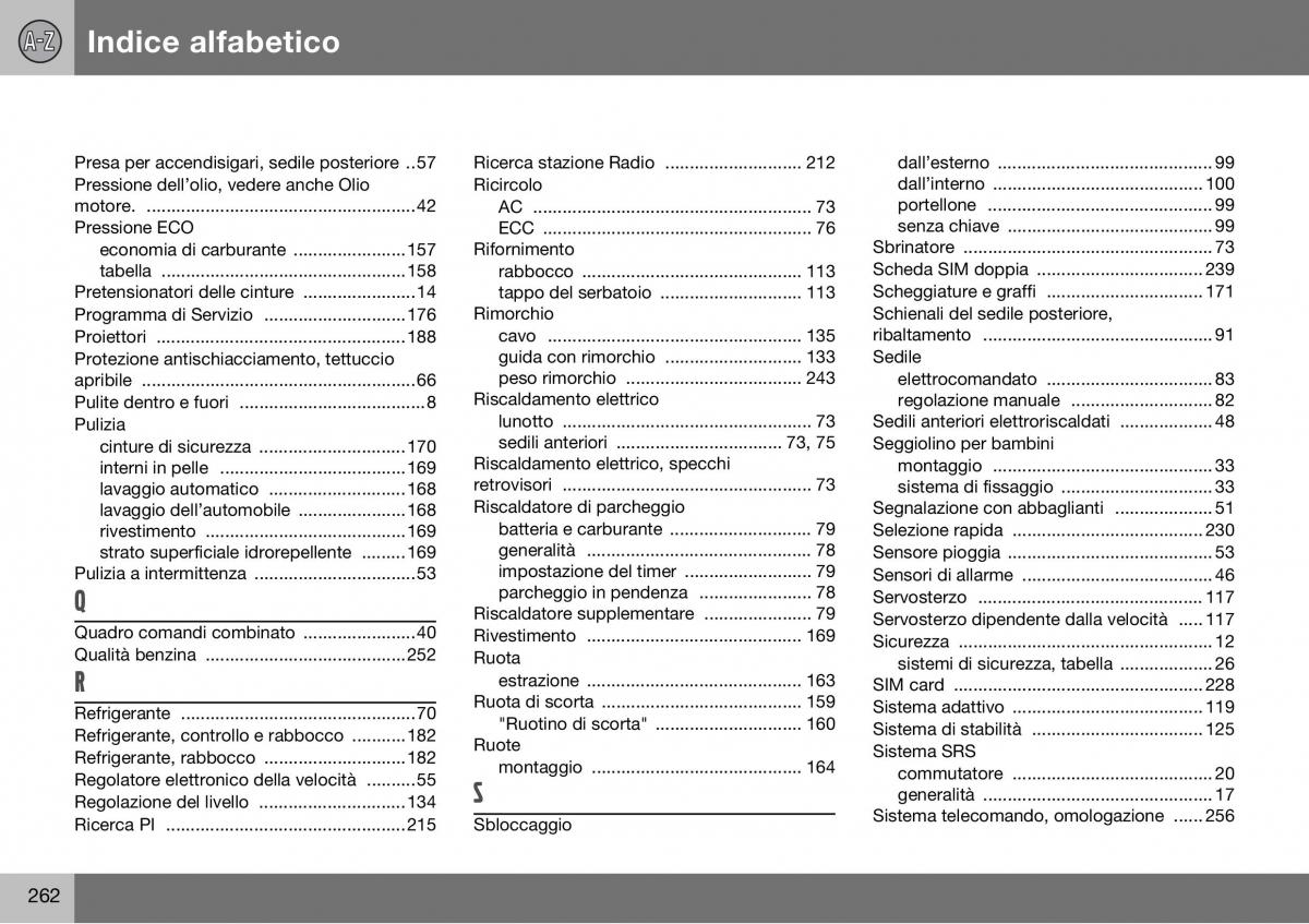 Volvo S60 I 1 manuale del proprietario / page 263