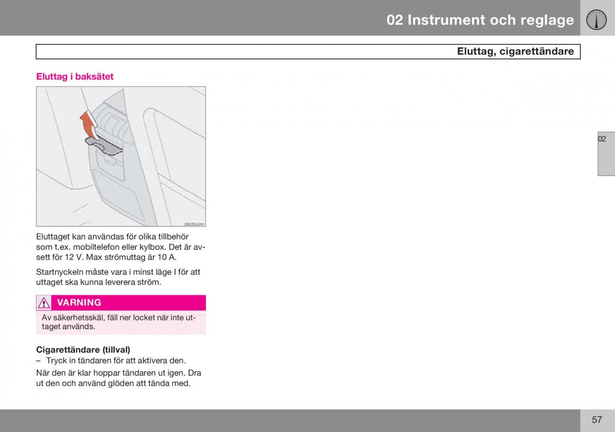 Volvo S60 I 1 instruktionsbok / page 58