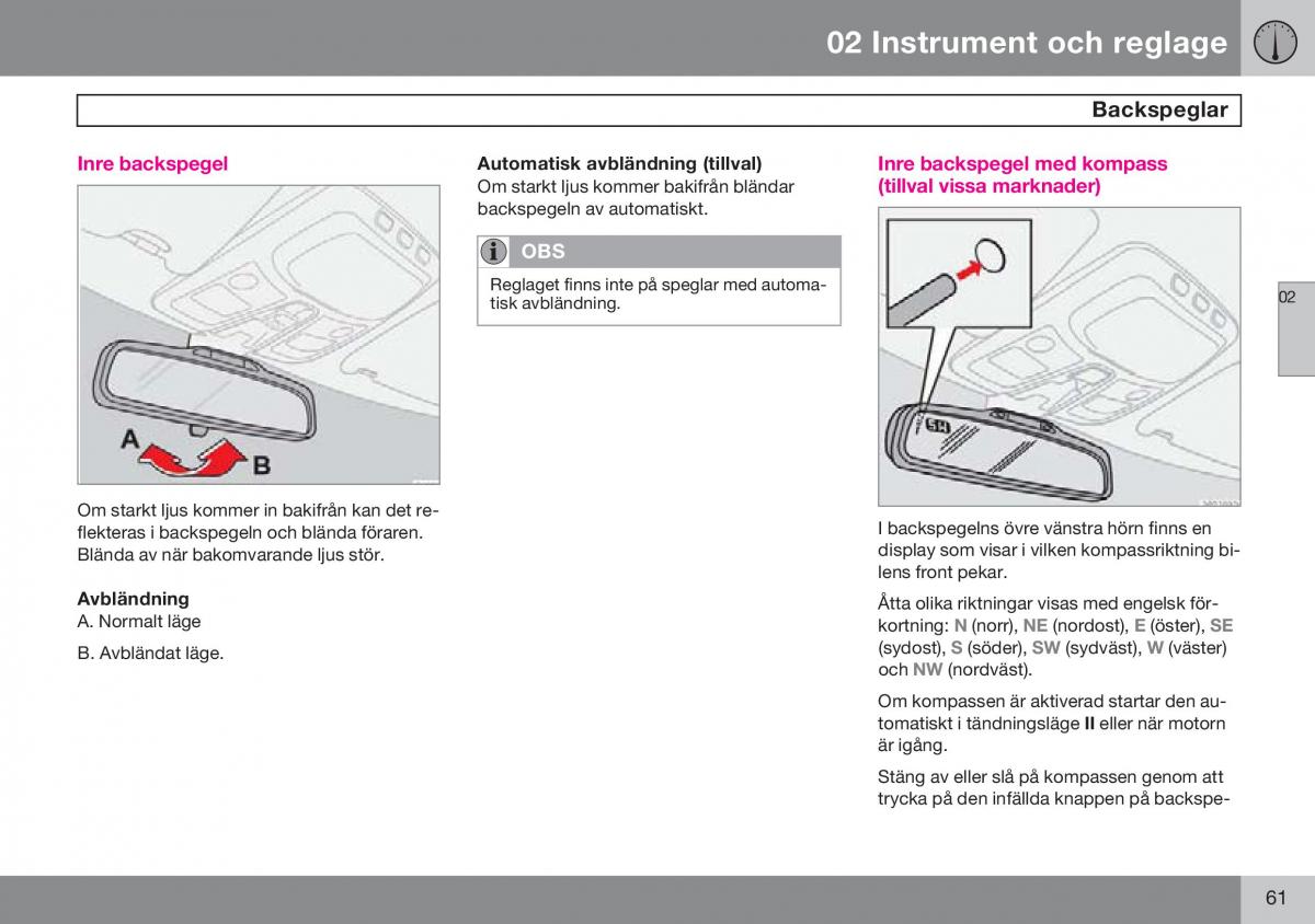 Volvo S60 I 1 instruktionsbok / page 62