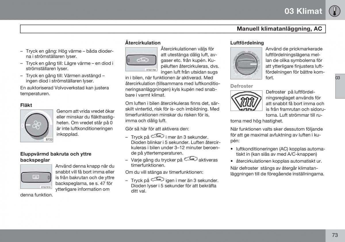 Volvo S60 I 1 instruktionsbok / page 74