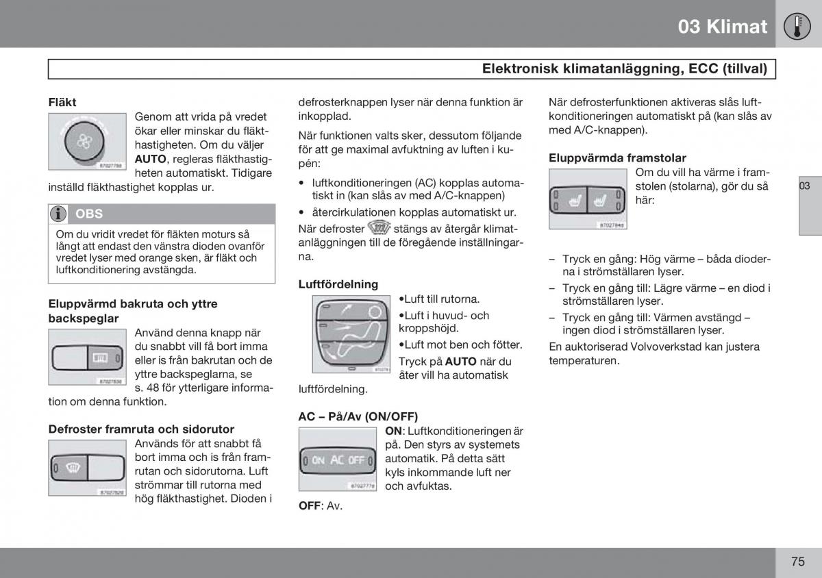 Volvo S60 I 1 instruktionsbok / page 76