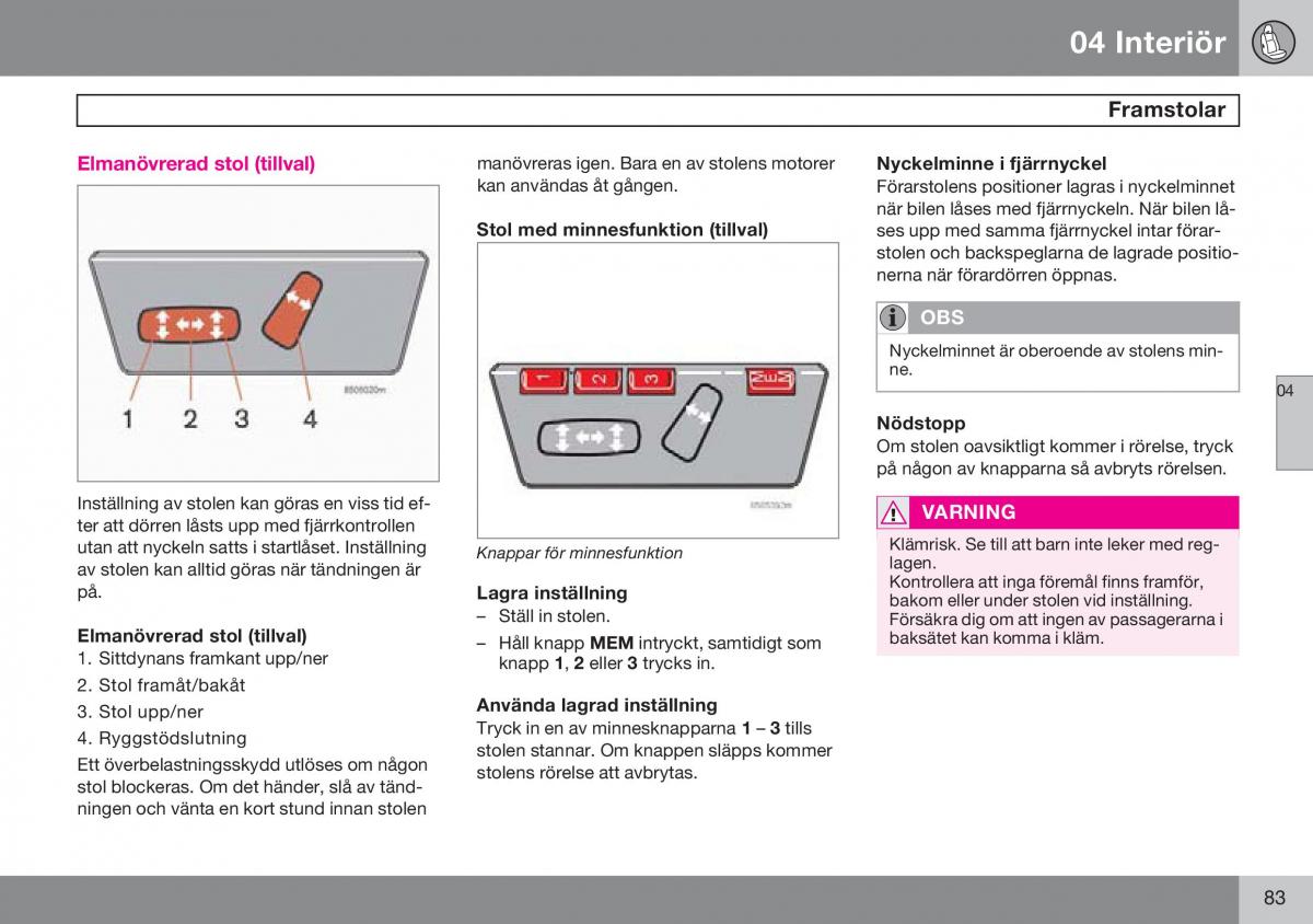 Volvo S60 I 1 instruktionsbok / page 84