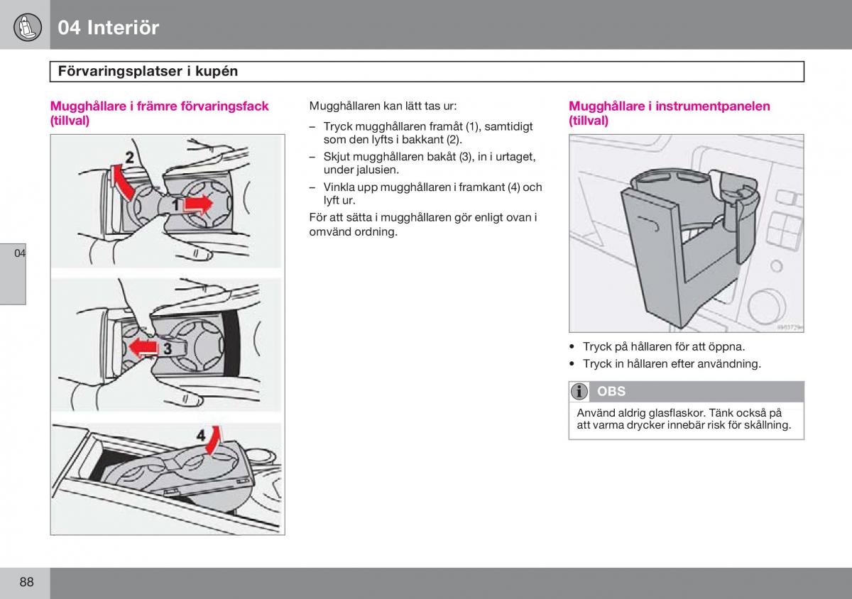 Volvo S60 I 1 instruktionsbok / page 89