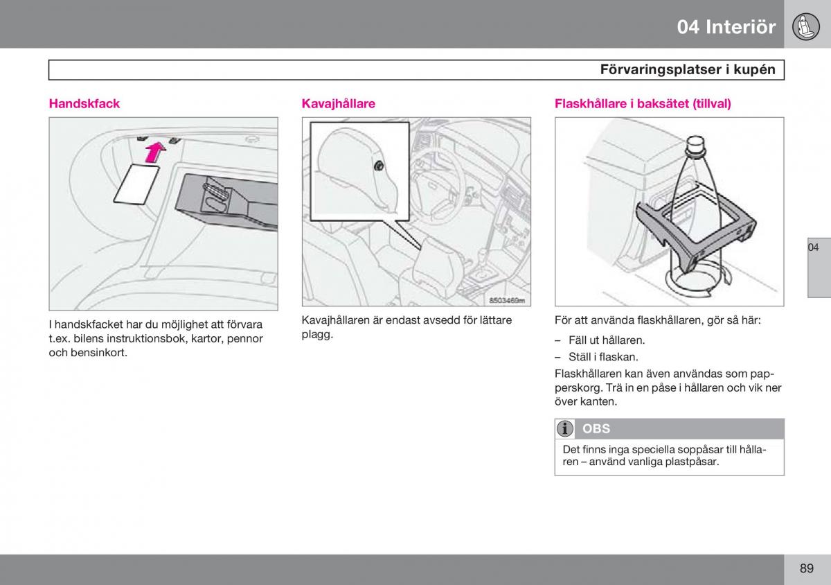 Volvo S60 I 1 instruktionsbok / page 90