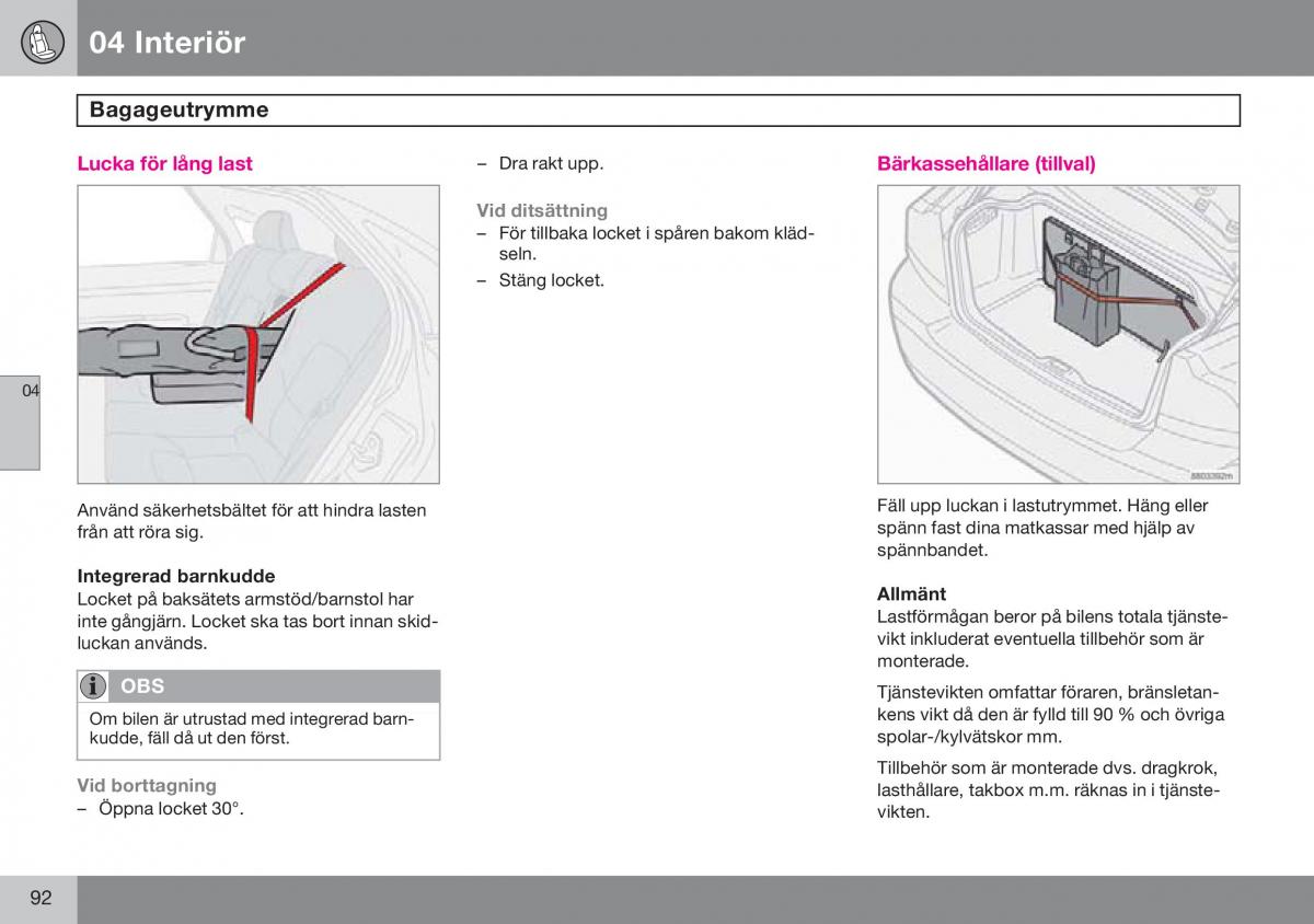 Volvo S60 I 1 instruktionsbok / page 93