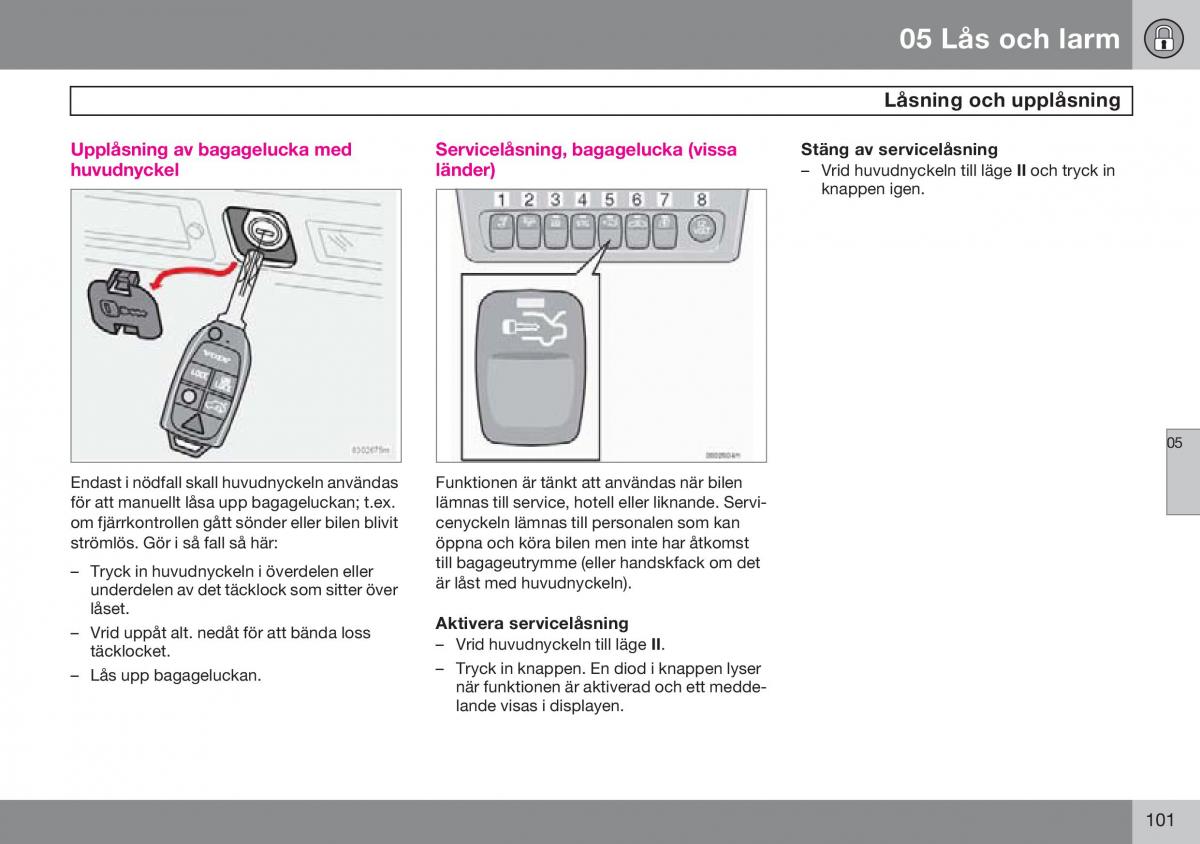 Volvo S60 I 1 instruktionsbok / page 102