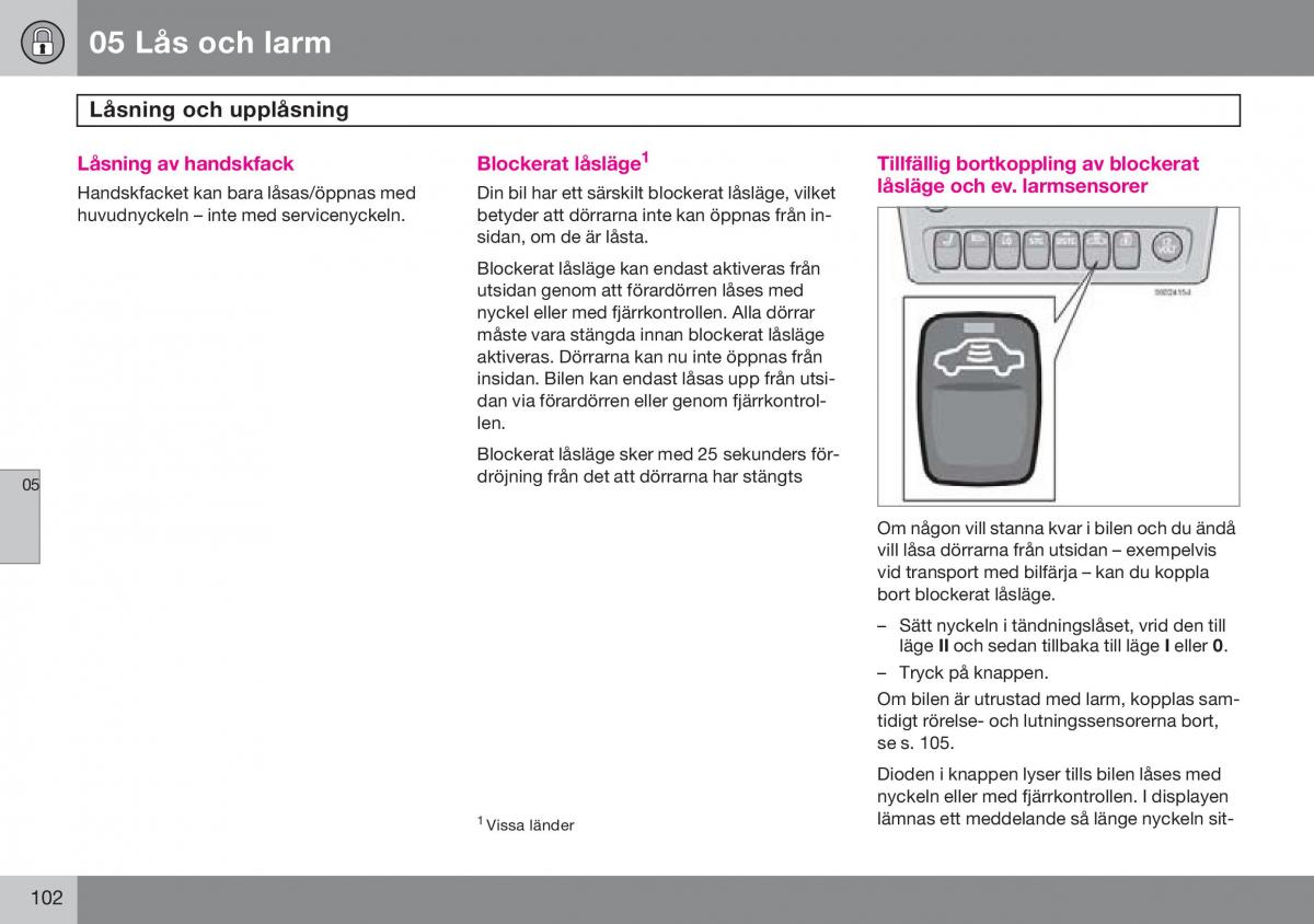 Volvo S60 I 1 instruktionsbok / page 103