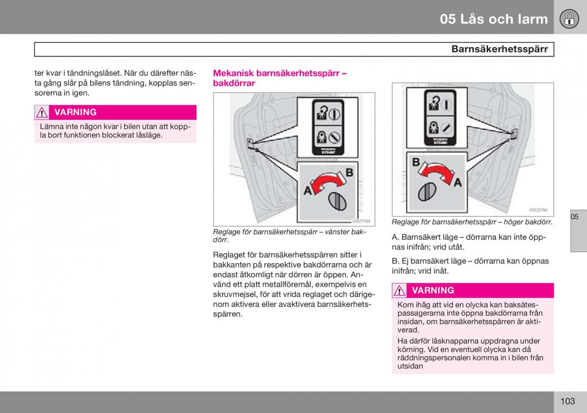 Volvo S60 I 1 instruktionsbok / page 104