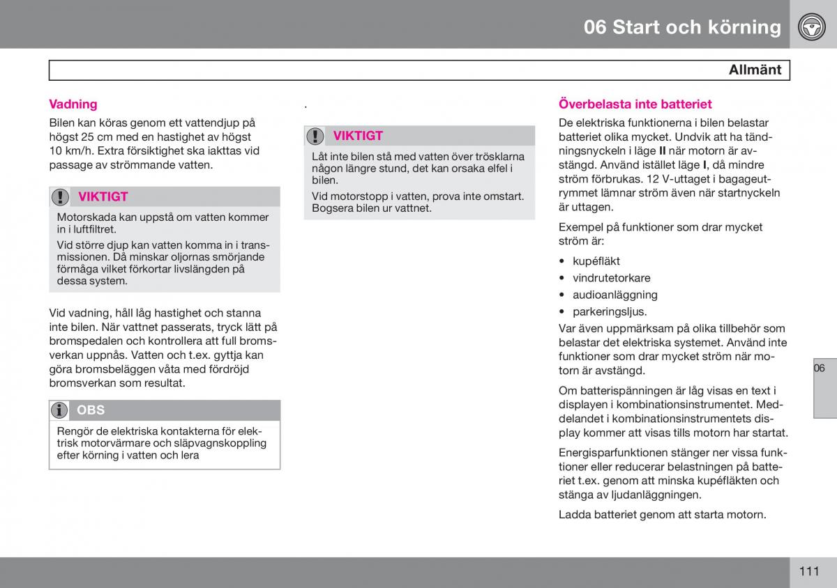 Volvo S60 I 1 instruktionsbok / page 112