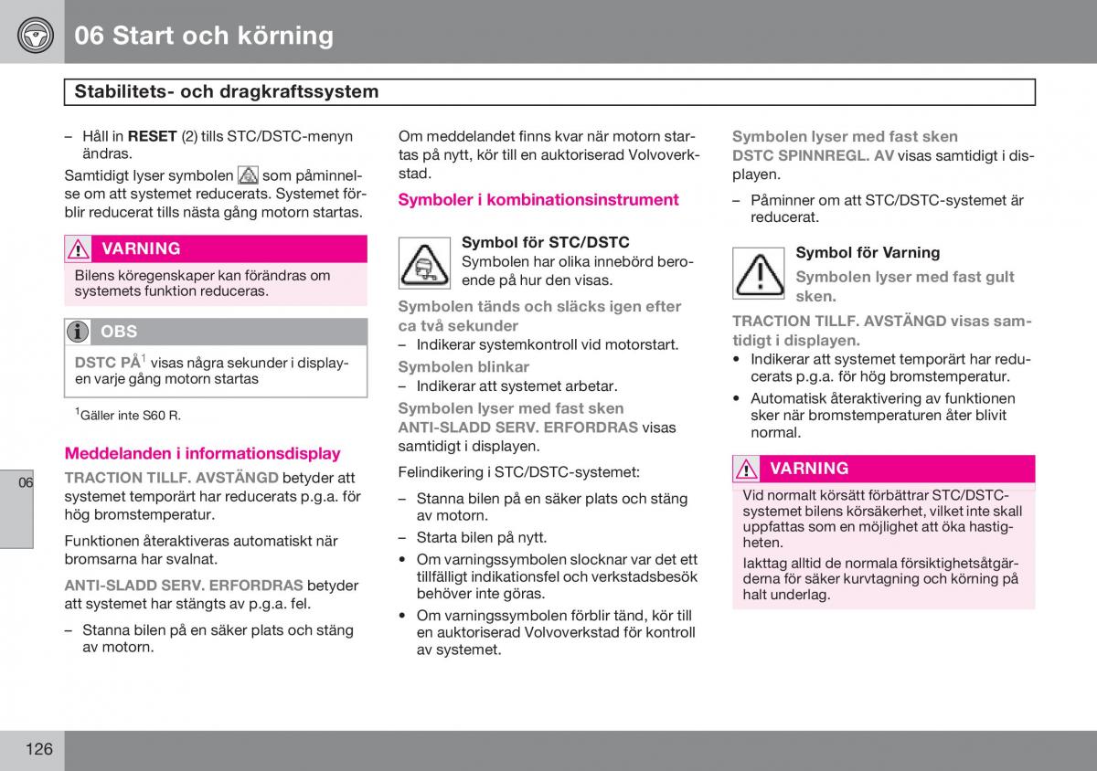 Volvo S60 I 1 instruktionsbok / page 127