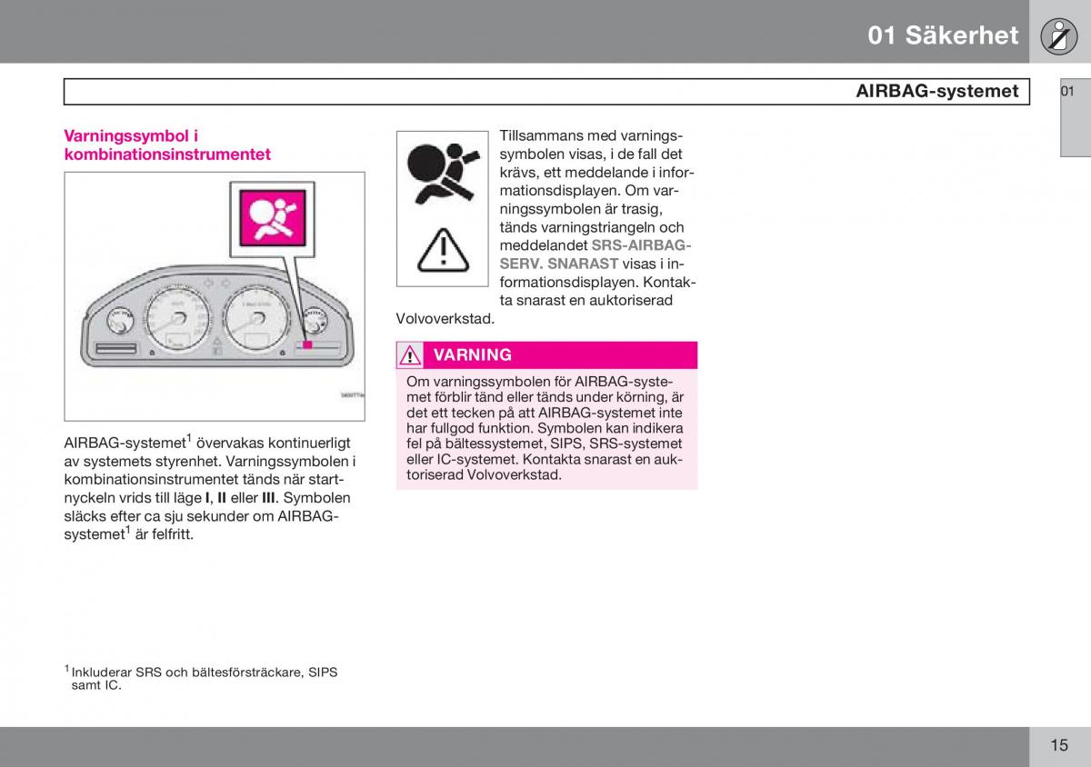 Volvo S60 I 1 instruktionsbok / page 16