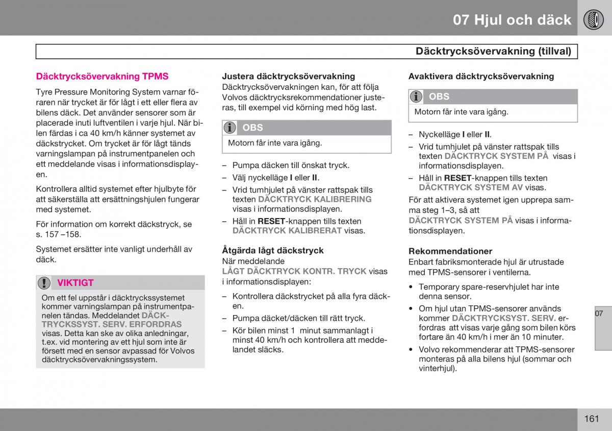 Volvo S60 I 1 instruktionsbok / page 162