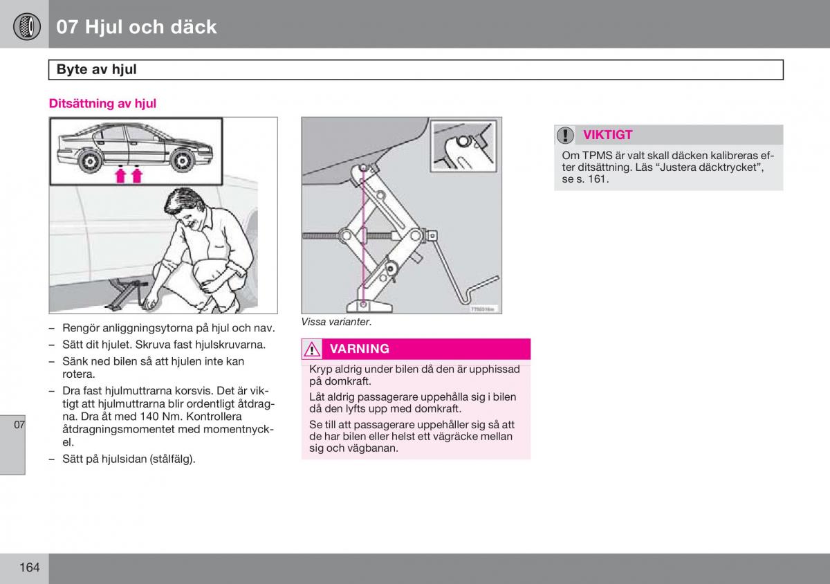 Volvo S60 I 1 instruktionsbok / page 165