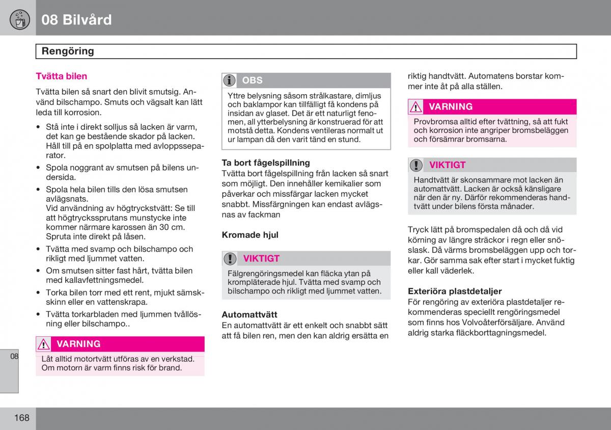 Volvo S60 I 1 instruktionsbok / page 169