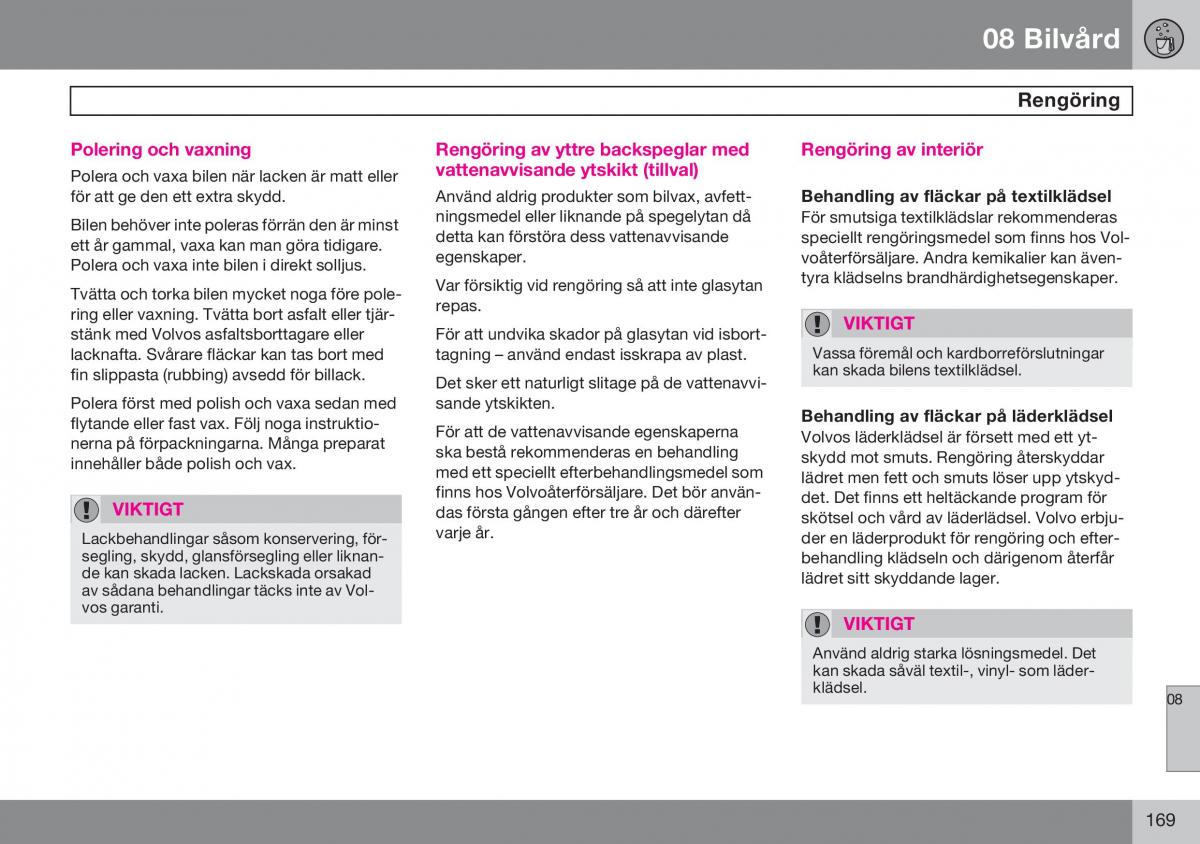 Volvo S60 I 1 instruktionsbok / page 170