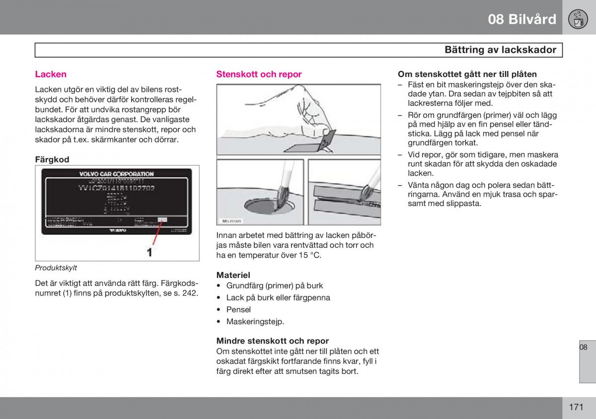 Volvo S60 I 1 instruktionsbok / page 172