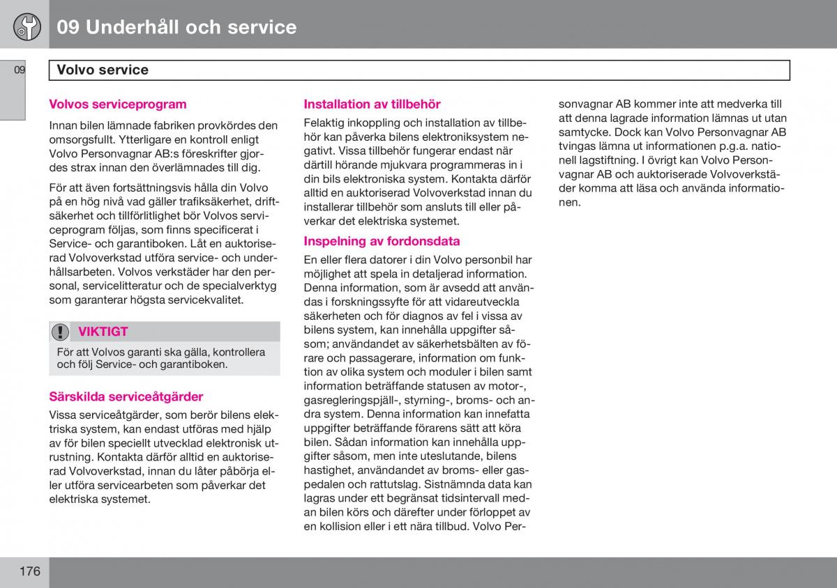 Volvo S60 I 1 instruktionsbok / page 177