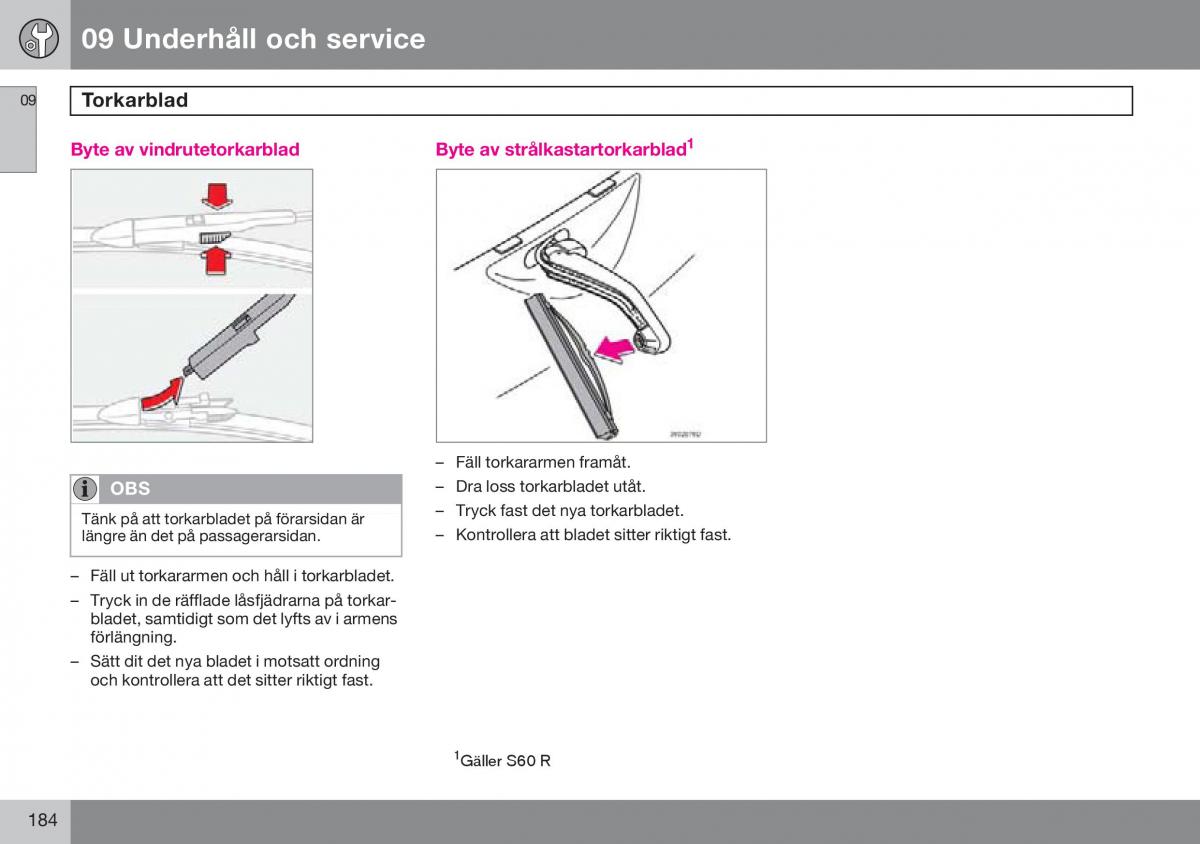 Volvo S60 I 1 instruktionsbok / page 185