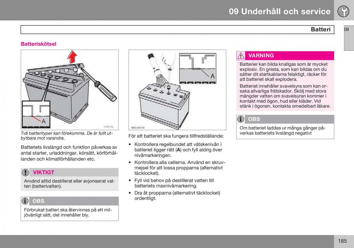 Volvo S60 I 1 instruktionsbok / page 186