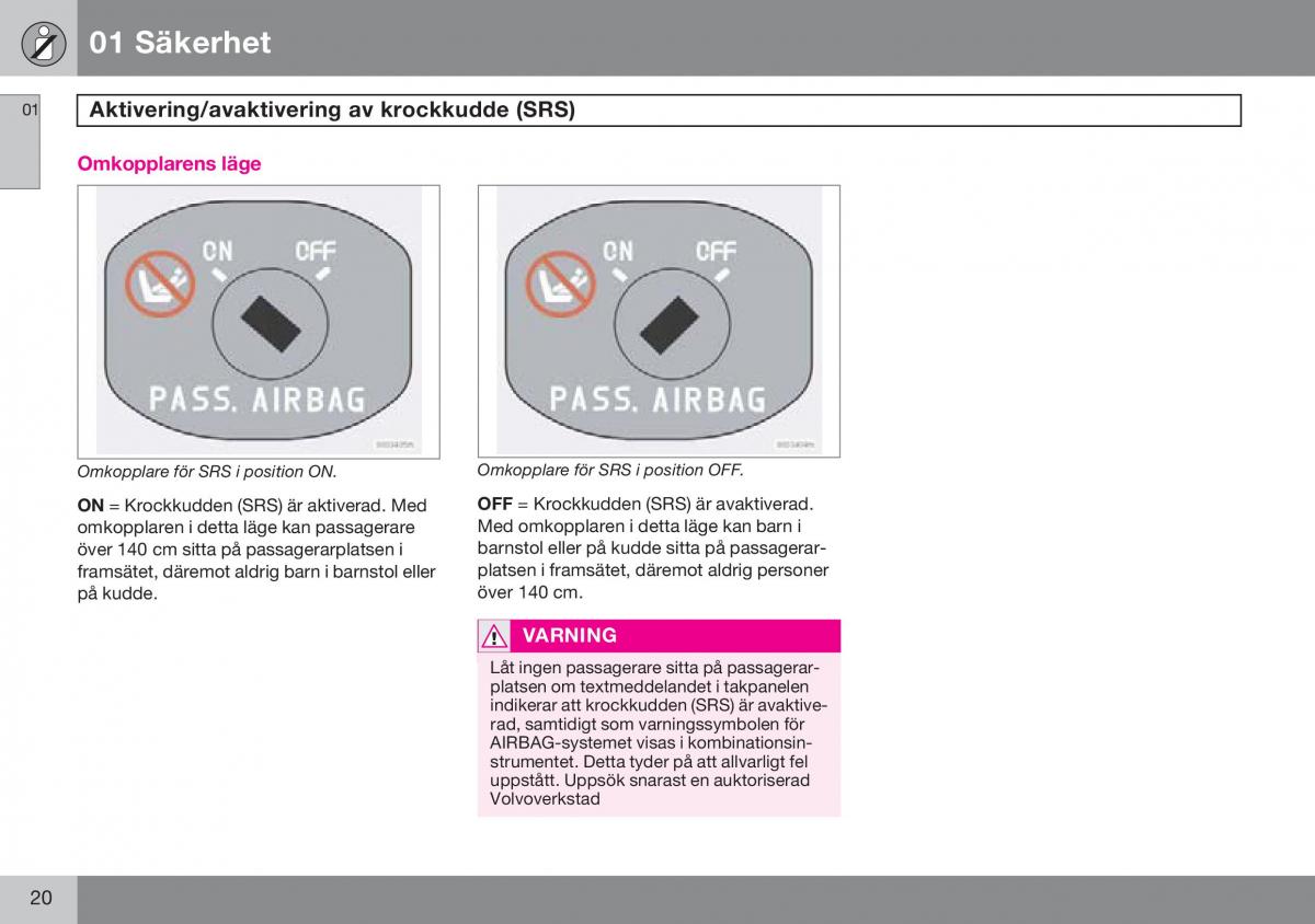 Volvo S60 I 1 instruktionsbok / page 21