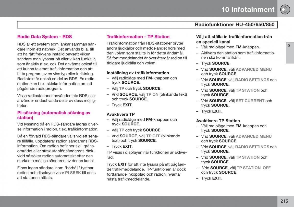 Volvo S60 I 1 instruktionsbok / page 216