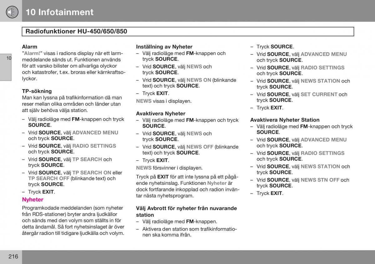 Volvo S60 I 1 instruktionsbok / page 217