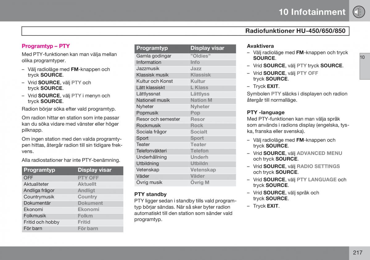 Volvo S60 I 1 instruktionsbok / page 218