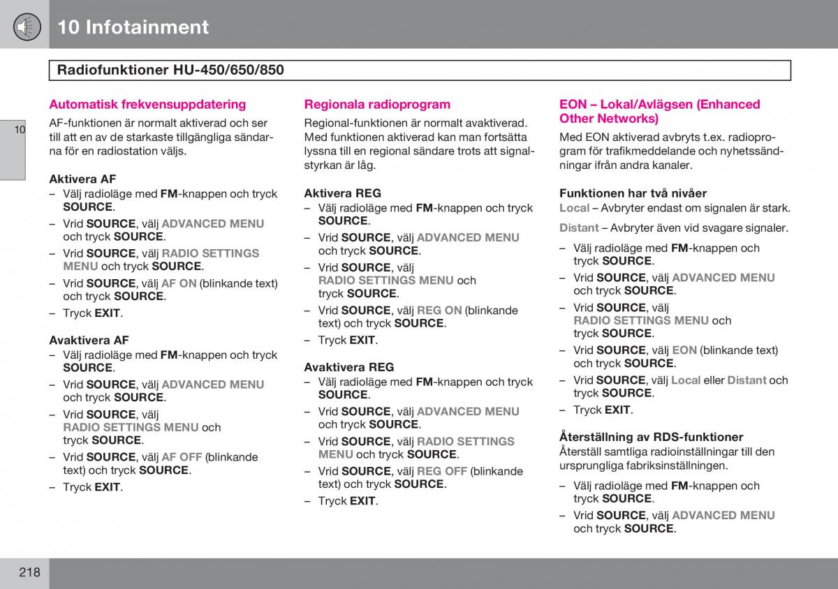 Volvo S60 I 1 instruktionsbok / page 219