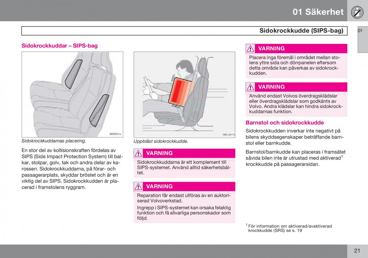 Volvo S60 I 1 instruktionsbok / page 22