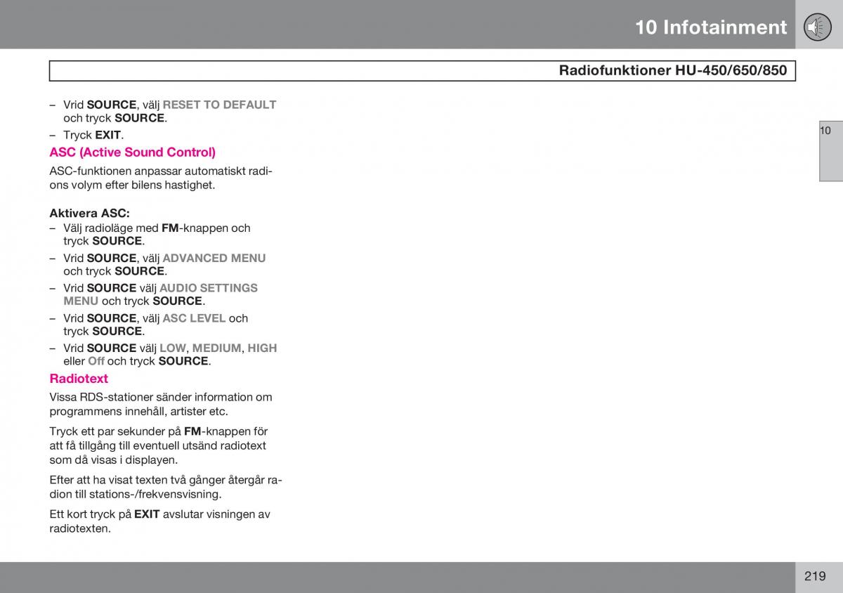 Volvo S60 I 1 instruktionsbok / page 220