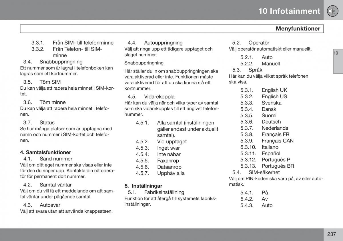 Volvo S60 I 1 instruktionsbok / page 238