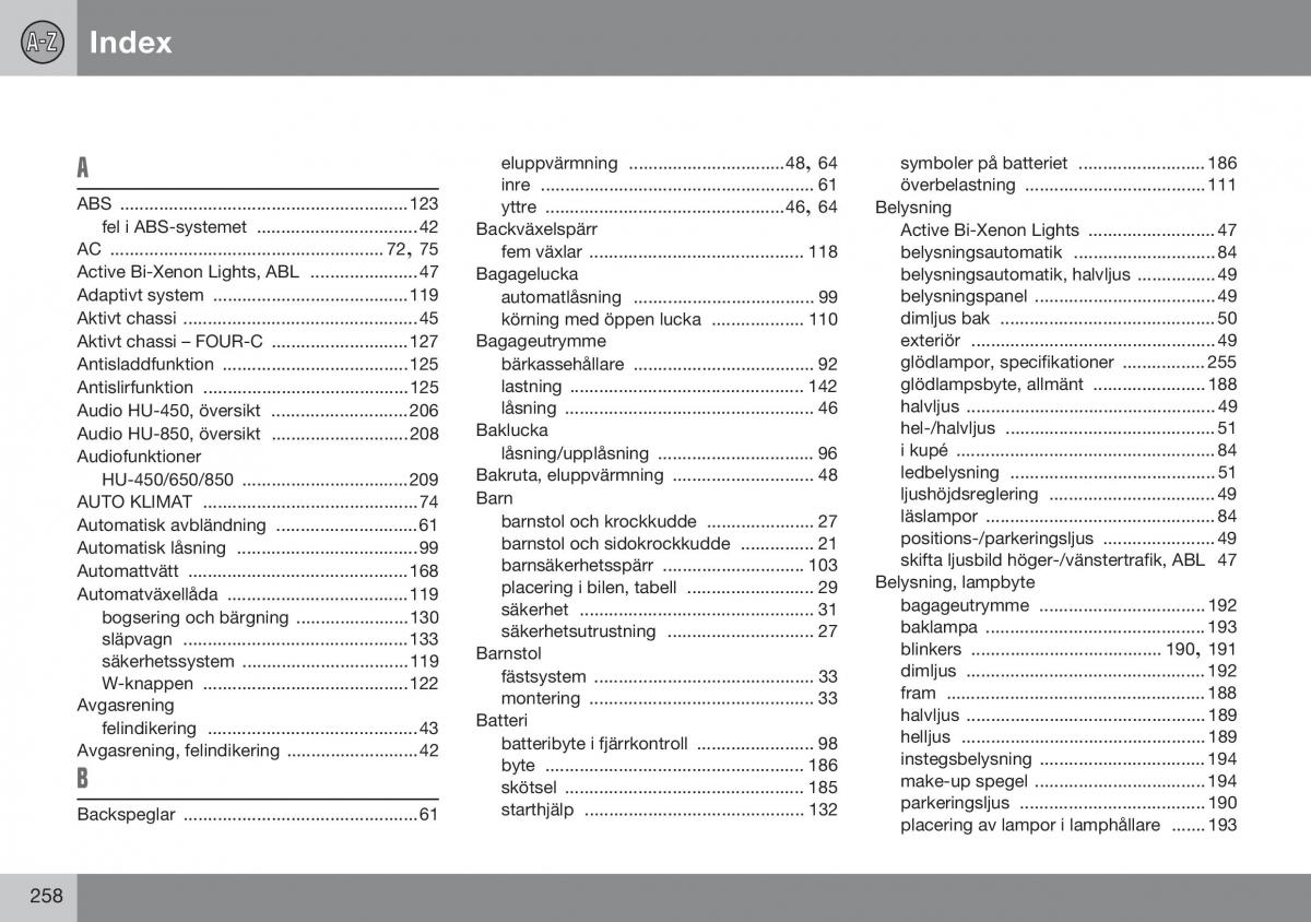 Volvo S60 I 1 instruktionsbok / page 259