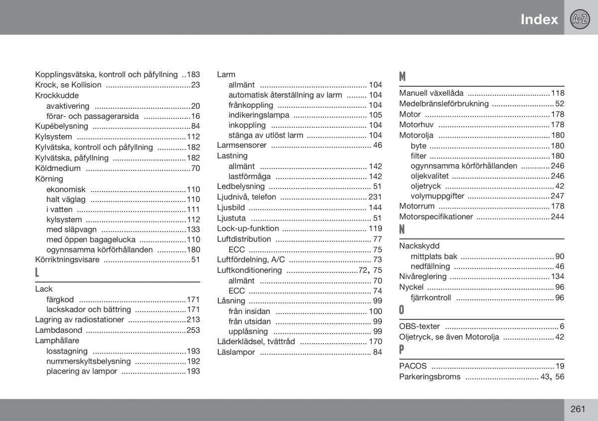 Volvo S60 I 1 instruktionsbok / page 262