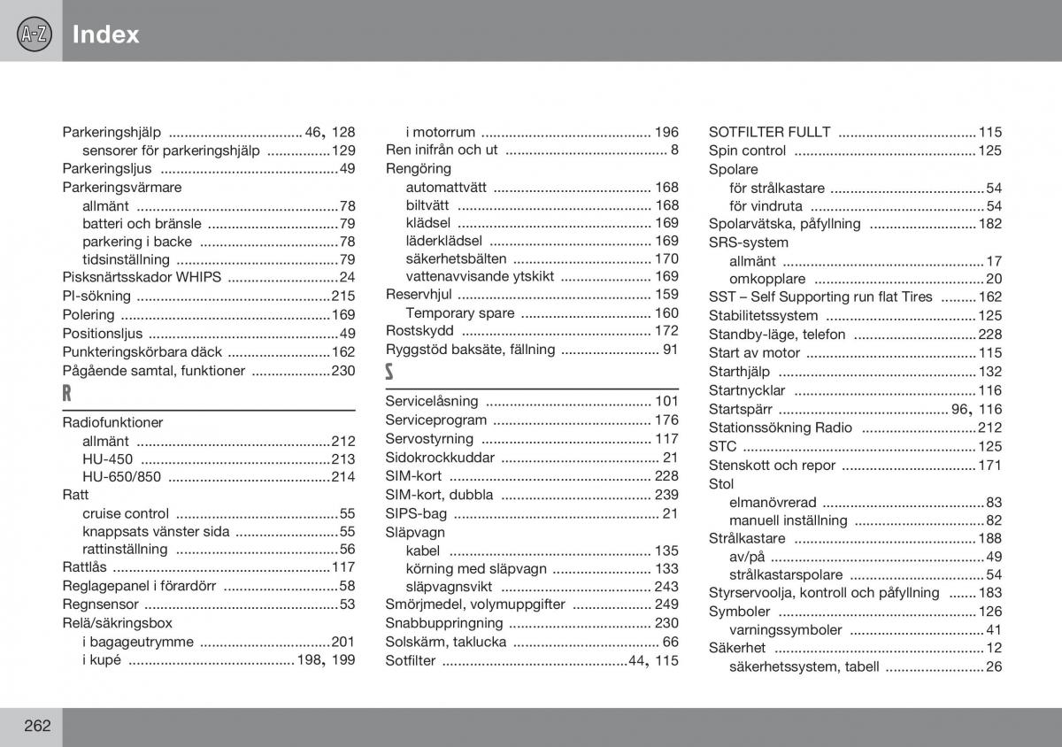 Volvo S60 I 1 instruktionsbok / page 263