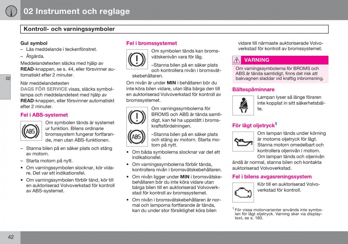 Volvo S60 I 1 instruktionsbok / page 43