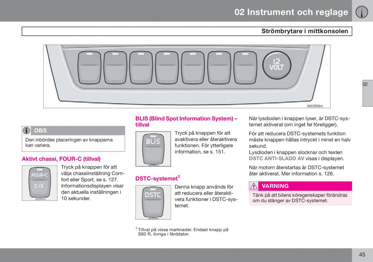 Volvo S60 I 1 instruktionsbok / page 46