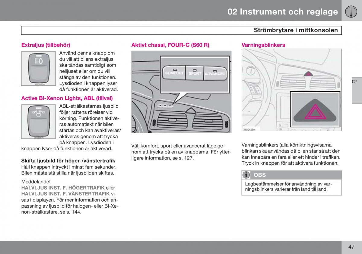 Volvo S60 I 1 instruktionsbok / page 48