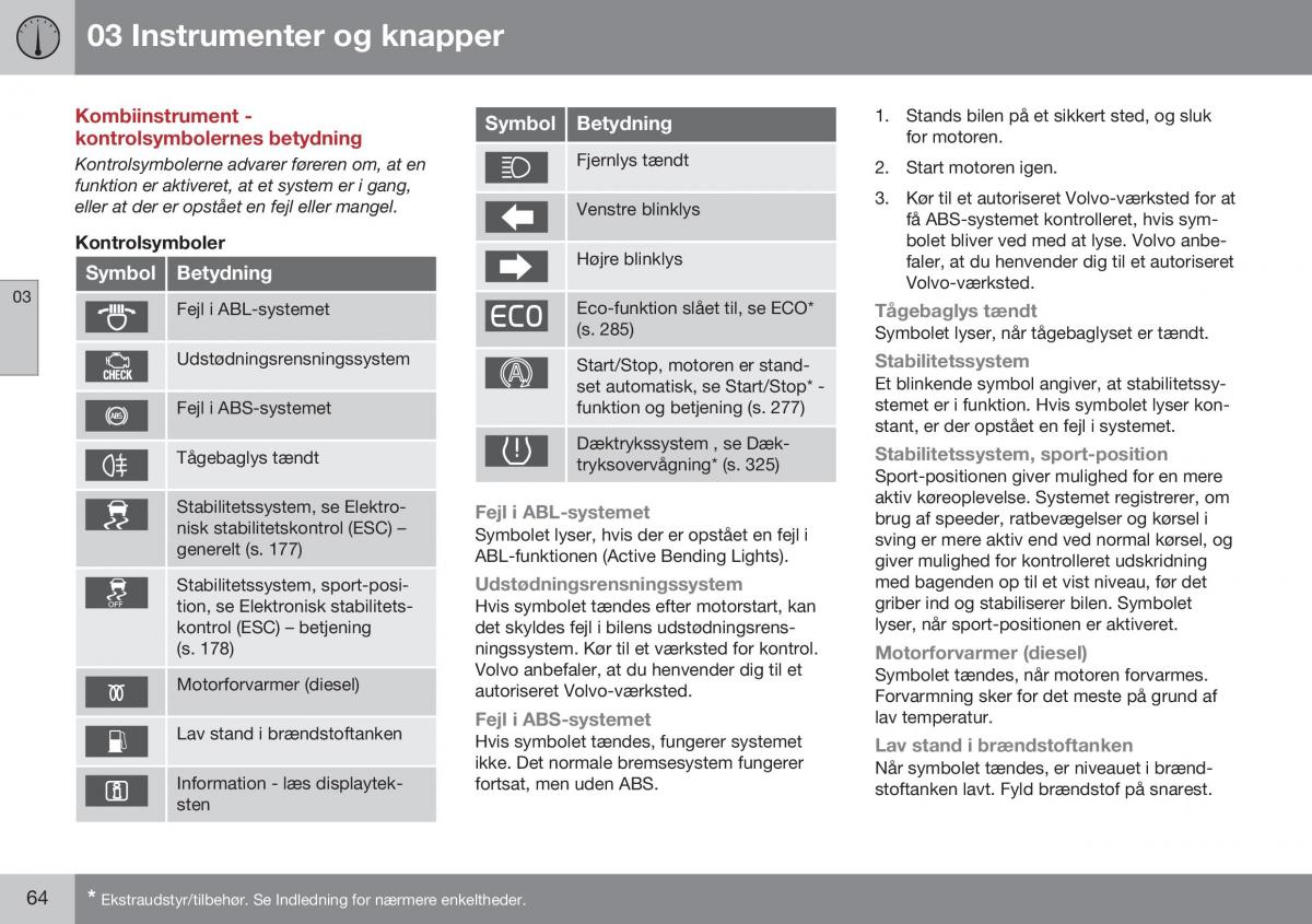 Volvo S60 II 2 Bilens instruktionsbog / page 66