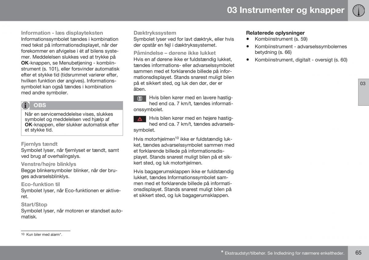 Volvo S60 II 2 Bilens instruktionsbog / page 67