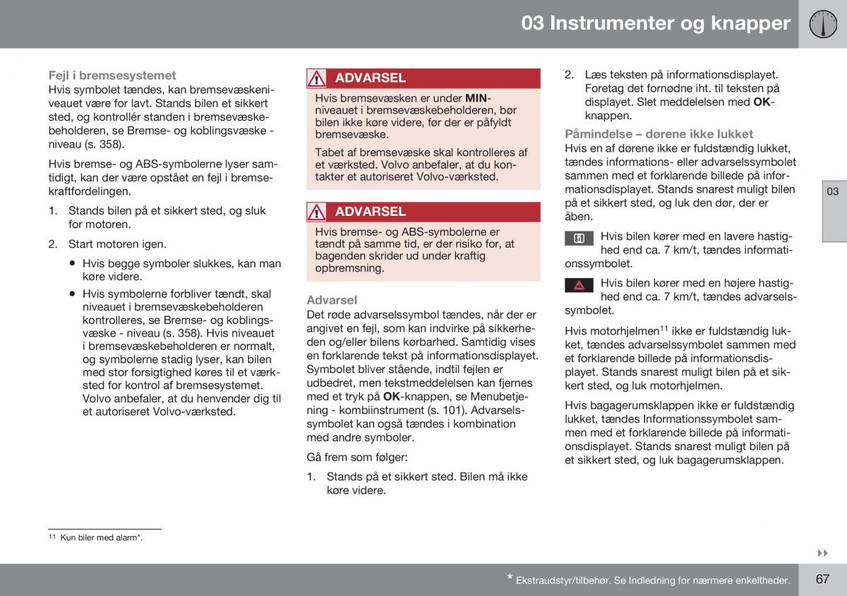 Volvo S60 II 2 Bilens instruktionsbog / page 69