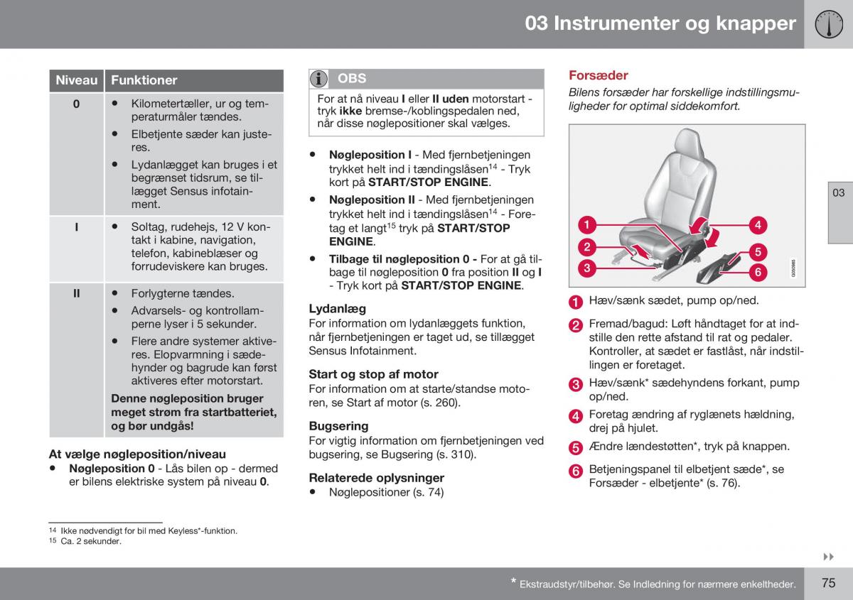 Volvo S60 II 2 Bilens instruktionsbog / page 77