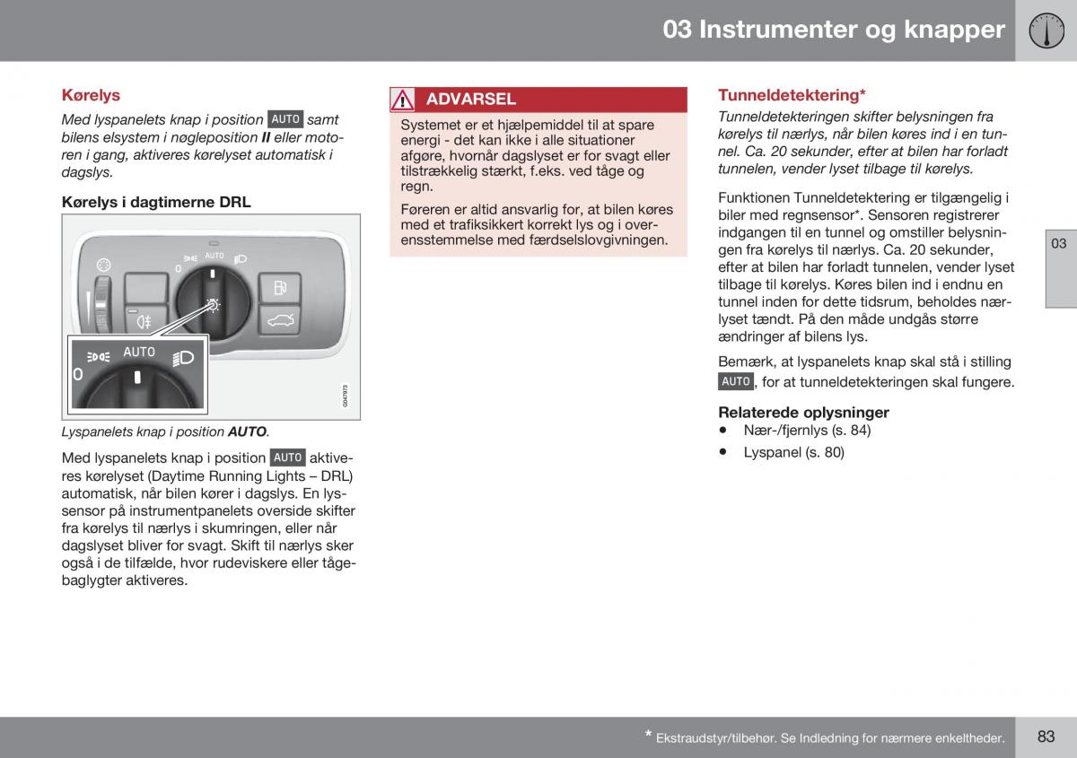 Volvo S60 II 2 Bilens instruktionsbog / page 85