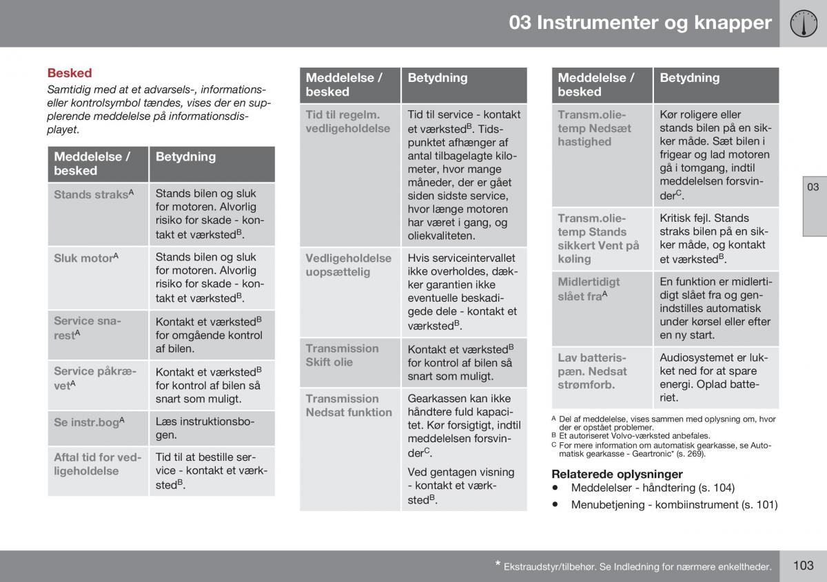 Volvo S60 II 2 Bilens instruktionsbog / page 105