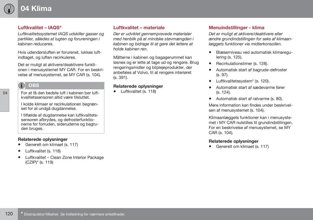 Volvo S60 II 2 Bilens instruktionsbog / page 122